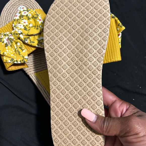 Floral Pattern Bow Decor Espadrille Slides - Picture 2 of 3